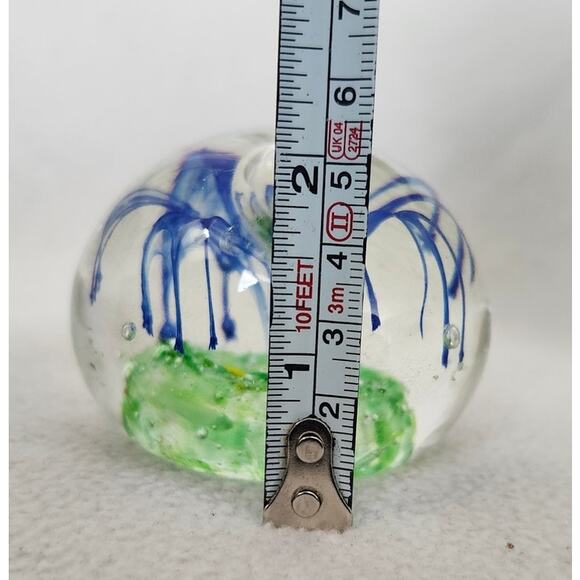Blue Green Swirl Jellyfish Swirl Paper Weight Round Bubble - Picture 8 of 8